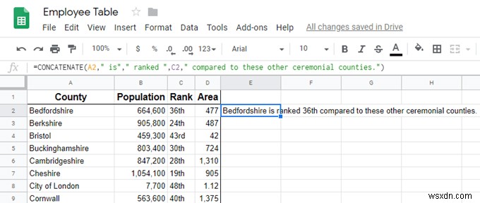 Google 스프레드시트에서 CONCATENATE 함수를 사용하는 방법 