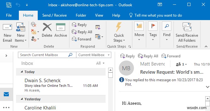 Outlook 메모리 사용량을 줄이는 방법