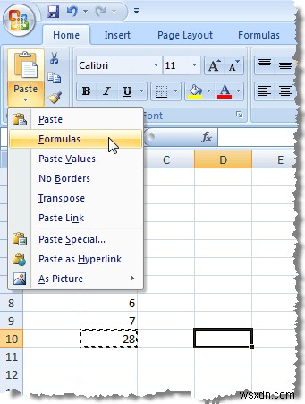 Excel에서 수식을 복사할 때 셀 참조 유지