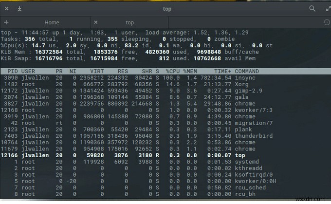 Linux에서 고정된 프로그램을 종료하는 방법 