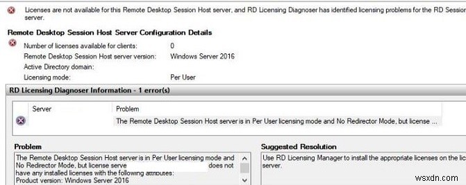 원격 데스크톱 세션 호스트에 대한 라이선스 모드가 구성되지 않음 