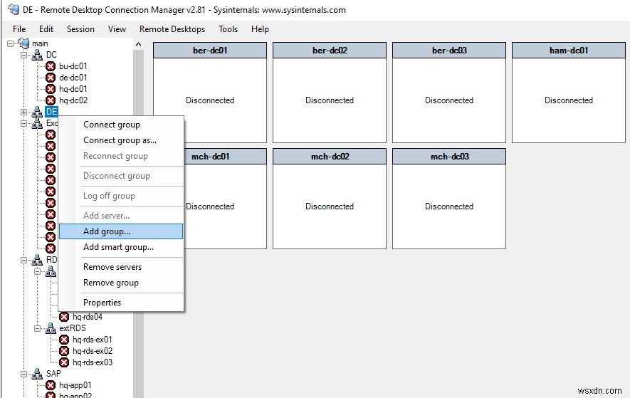 Windows에서 RDCMan(원격 데스크톱 연결 관리자) 사용 