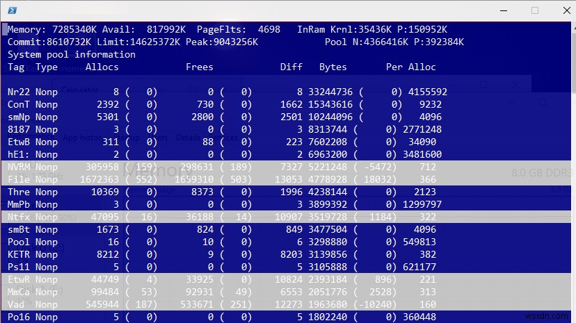 Windows의 높은 비페이징 풀 메모리 사용량(누수) 