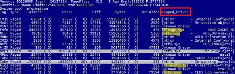 Windows의 높은 비페이징 풀 메모리 사용량(누수) 