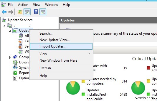Microsoft 업데이트 카탈로그에서 WSUS로 업데이트를 수동으로 가져오는(추가) 방법은 무엇입니까? 