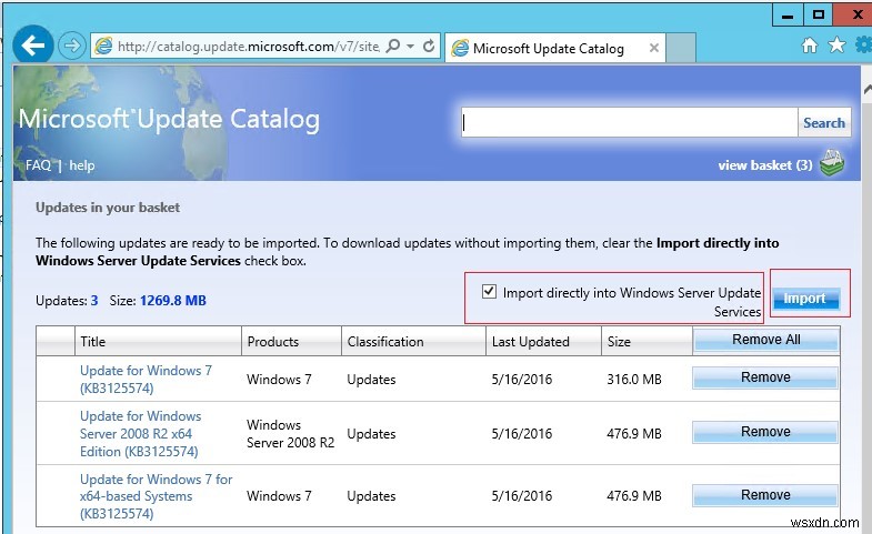 Microsoft 업데이트 카탈로그에서 WSUS로 업데이트를 수동으로 가져오는(추가) 방법은 무엇입니까? 