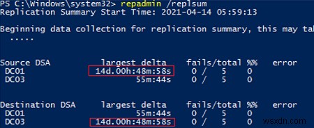 Active Directory 도메인 컨트롤러 상태 및 복제 확인 