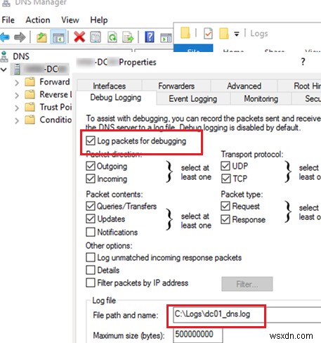 Windows Server에서 DNS 쿼리 로깅 및 구문 분석 로그 파일을 활성화하는 방법은 무엇입니까? 