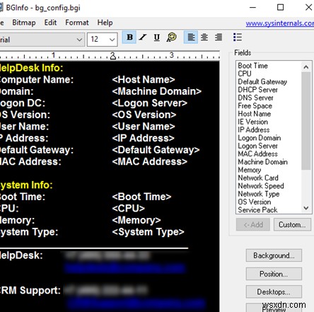 BgInfo를 사용하여 Windows 바탕 화면에 시스템 정보 표시 