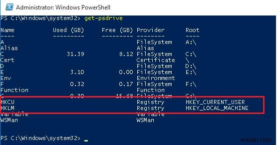 PowerShell:레지스트리 키 또는 매개변수 가져오기, 수정, 생성 및 제거 