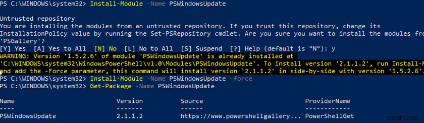 PSWindowsUpdate PowerShell 모듈로 Windows 업데이트 관리 