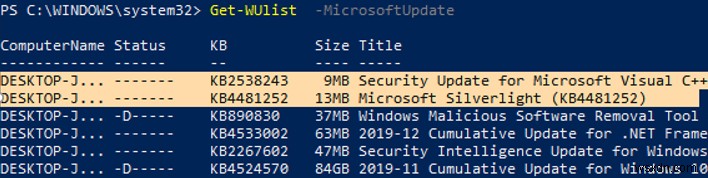 PSWindowsUpdate PowerShell 모듈로 Windows 업데이트 관리 