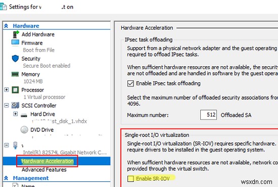 Windows Server에서 Hyper-V 가상 머신용 SR-IOV 구성 