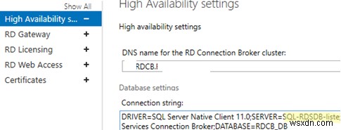 Windows Server에서 RDS 연결 브로커 고가용성 구성 