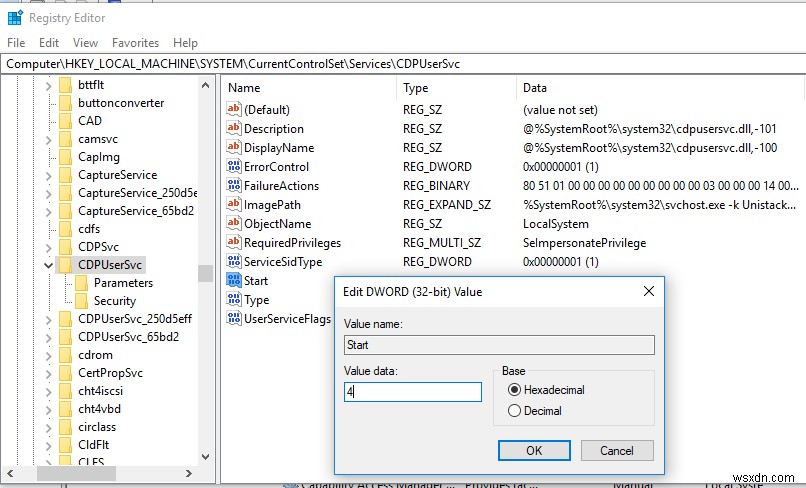 수정:CDPUserSvc가 Windows 10/Windows Server 2016에서 작동을 멈췄습니다. 