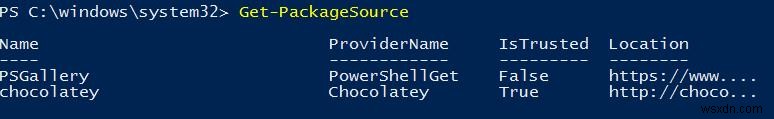 Windows 10에서 PowerShell PackageManagement 사용 