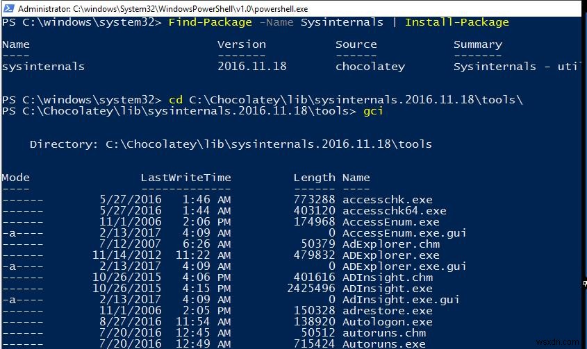 Windows 10에서 PowerShell PackageManagement 사용 