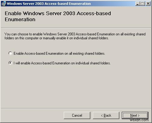 Windows Server에서 ABE(액세스 기반 열거)를 활성화하는 방법은 무엇입니까? 
