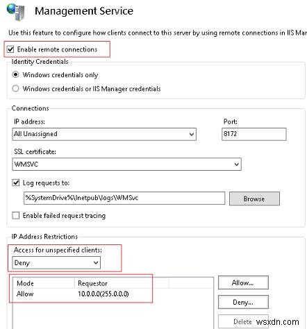 Windows Server 2016/2012 R2의 원격 IIS 관리 