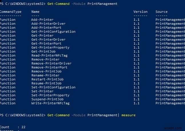 Windows 10 / Server 2016에서 PowerShell을 사용하여 프린터 및 드라이버 관리 