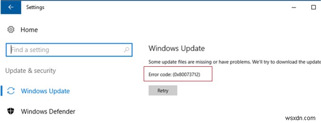 Windows Server 2016/Windows 10에서 Windows 업데이트 및 DISM 오류 0x80073712 수정 