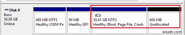 Windows 10에서 복구 파티션으로 차단된 볼륨 확장 