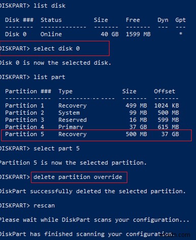 Windows 10에서 복구 파티션으로 차단된 볼륨 확장 