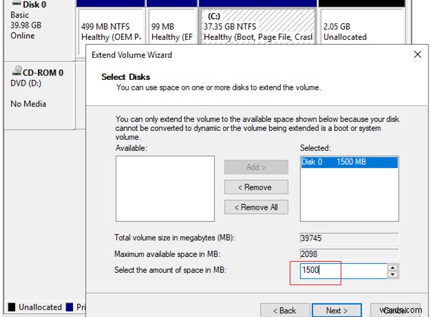 Windows 10에서 복구 파티션으로 차단된 볼륨 확장 