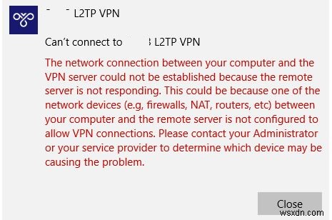 NAT 뒤에서 L2TP/IPSec VPN 연결 구성, VPN 오류 코드 809 