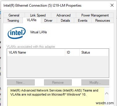 Windows 10/Windows Server 2016에서 VLAN 인터페이스 구성 