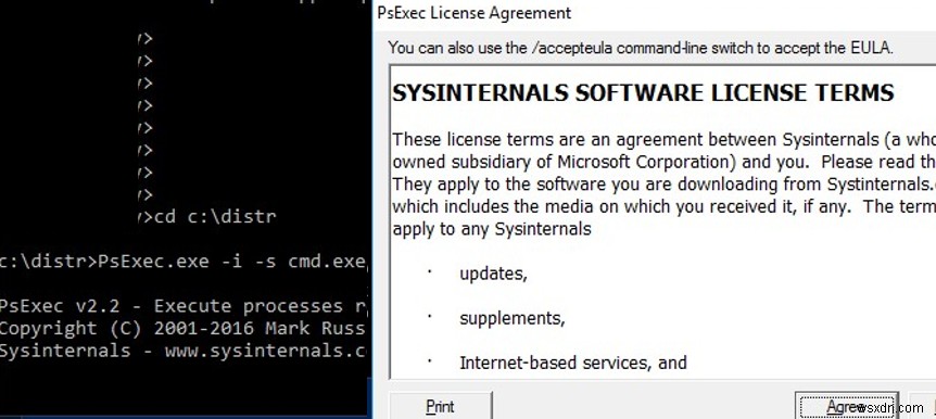 Windows의 SYSTEM(LocalSystem)에서 CMD/프로그램을 실행하는 방법은 무엇입니까? 