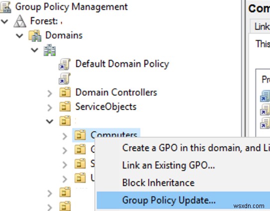 Windows 도메인 컴퓨터에서 그룹 정책 설정 업데이트 