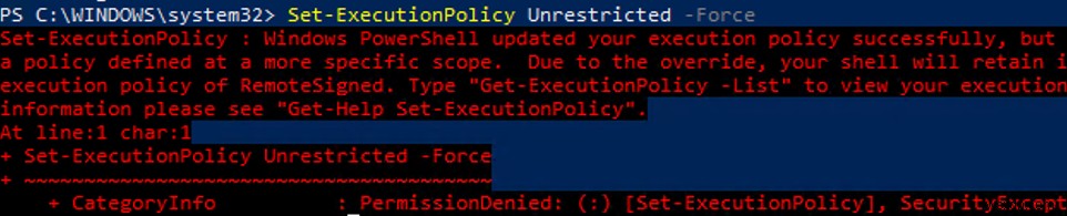 PowerShell 스크립트 실행 정책 구성 