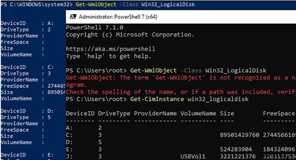 PowerShell:여유 디스크 공간 및 디스크 사용량 확인 