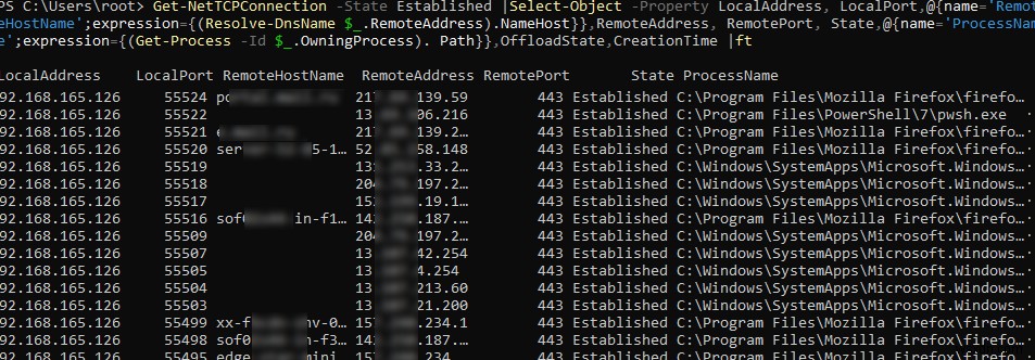 PowerShell을 사용하여 Windows에서 활성 TCP/IP 연결 확인 