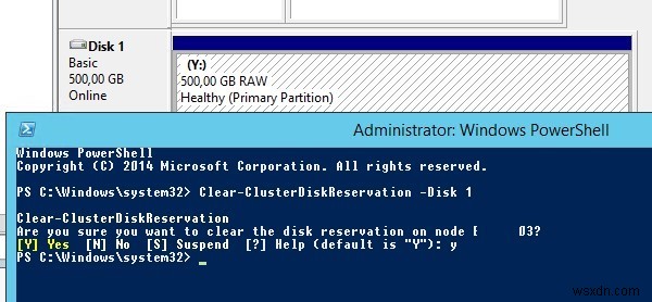 요청한 리소스가 사용 중입니다:Windows Server 2012 R2의 클러스터 디스크 오류 