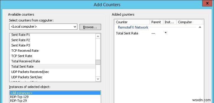 Perfmon을 사용하여 사용자의 RDS 대역폭 사용량 모니터링 