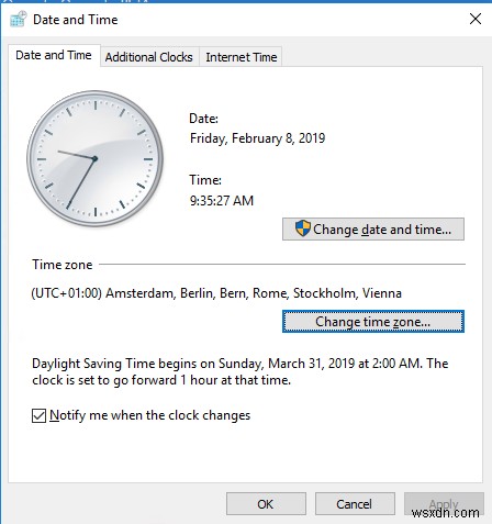 수정:컴퓨터(서버) 재부팅 후 시계가 잘못된 시간으로 되돌아갑니다. 