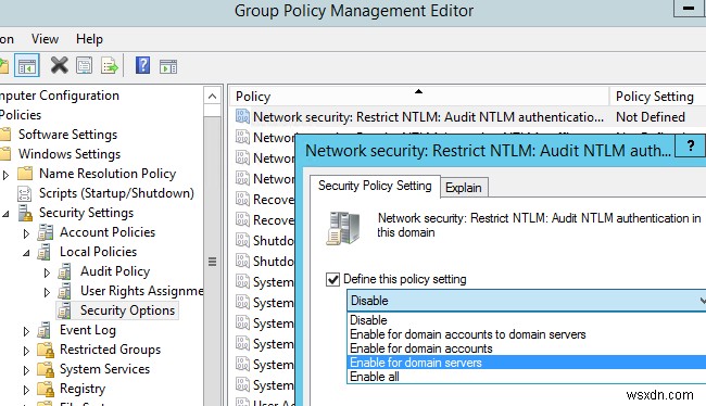 Windows 도메인에서 NTLM 인증을 비활성화하는 방법은 무엇입니까? 
