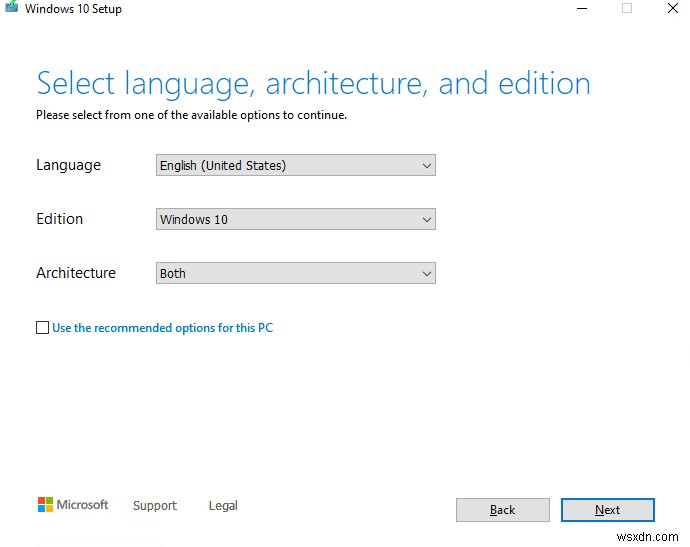 Setup.exe 명령줄 스위치를 사용하여 Windows 10 빌드 업그레이드 
