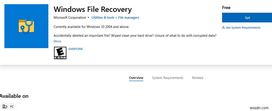 Windows 10에서 Windows 파일 복구 도구(WINFR) 사용 