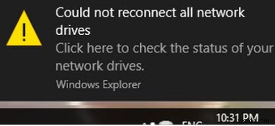 Windows 10에서 매핑된 모든 네트워크 드라이브를 다시 연결할 수 없음 