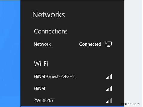 Windows 8에서 사용 가능한 WiFi 네트워크 필터링 