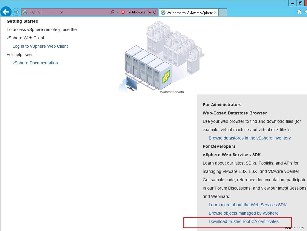 VMWare vCenter 자체 서명 인증서 경고 제거 