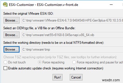 VMWare ESXi 6.7 ISO 이미지에 타사 드라이버 추가 