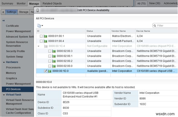 VMWare ESXi에서 가상 시스템으로 USB 장치 패스스루 구성 