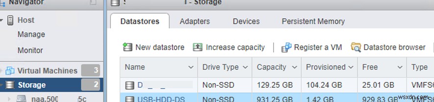 VMWare ESXi에서 USB 플래시 드라이브 액세스 