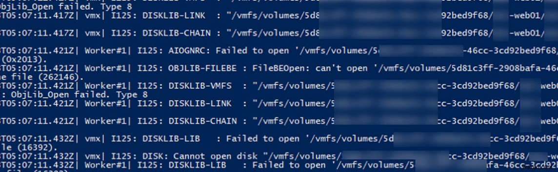 VMWare 오류:잠겨 있기 때문에 파일에 액세스할 수 없음 