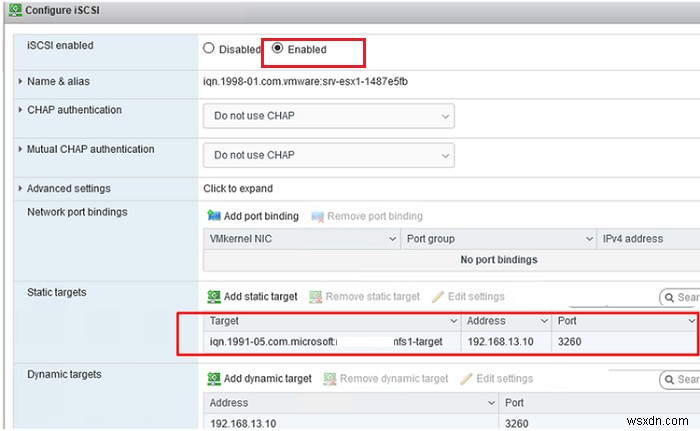 VMware ESXi에서 iSCSI 데이터 저장소(LUN) 구성 