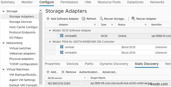 VMware ESXi에서 iSCSI 데이터 저장소(LUN) 구성 